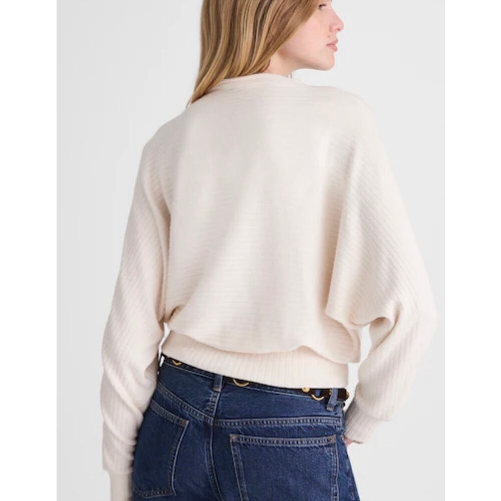 Madewell Mockneck Dolman Sleeve Rib Knit Top Cream Long Sleeve Pullover XS NWT - Picture 2 of 10